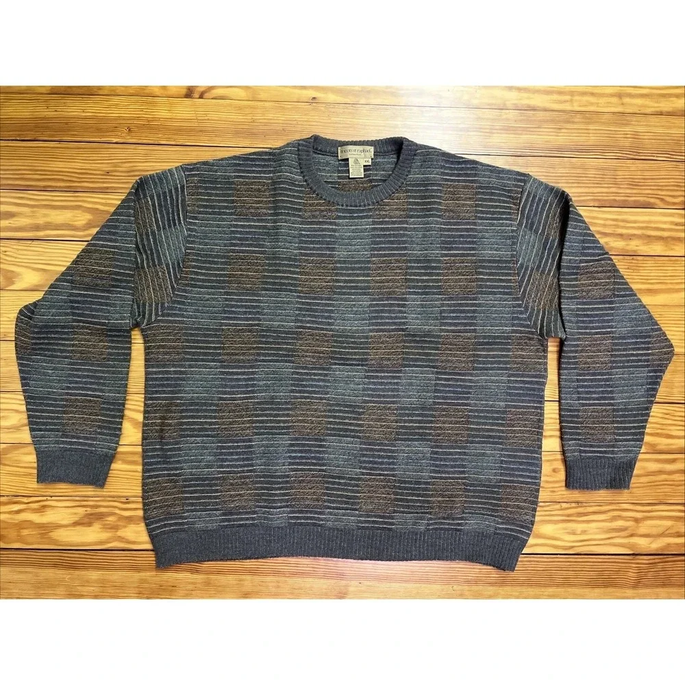 Vintage Tricots St‎ Raphael Mens Merino Wool Crewneck Sweater XXL Brown Green